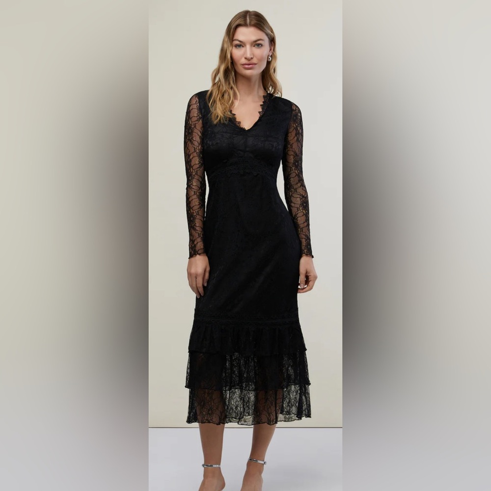 Rachel Parcell Lace Tiered Midi Dress